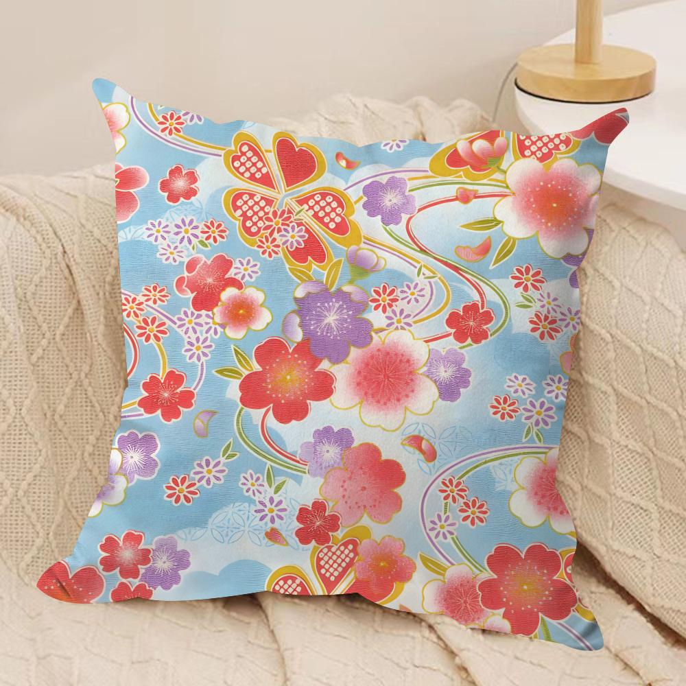 Cherry blossoms Cushion Cover Soft Plush Fabric DoubleSided Printed Cushion Covers for All Seasons Home Decor