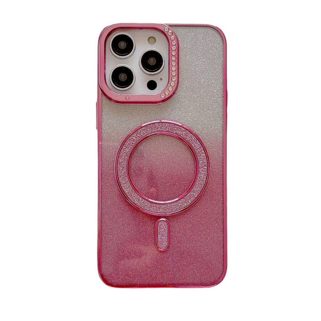 Applicable To IPHONE16 Flash Powder Magnetic Suction Mobile Phone Case Gradient Apple 15 ProMax Diamond 14 Electroplating Protective Case