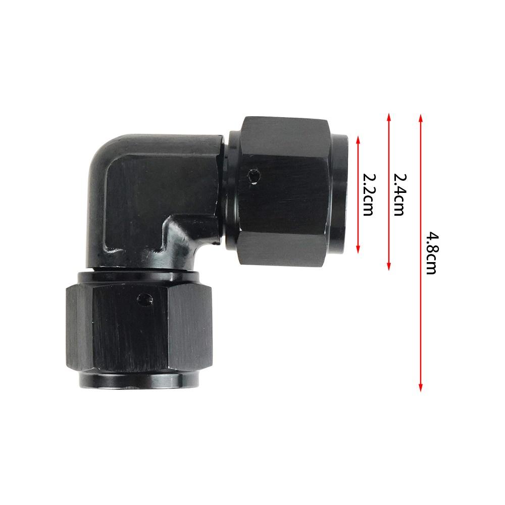 AN10 Female to AN10 Female 90 Degree Swivel Coupler Union Fuel Line Hose Adapter Fittings AN4/AN6/AN8 Aluminum Anodized Black