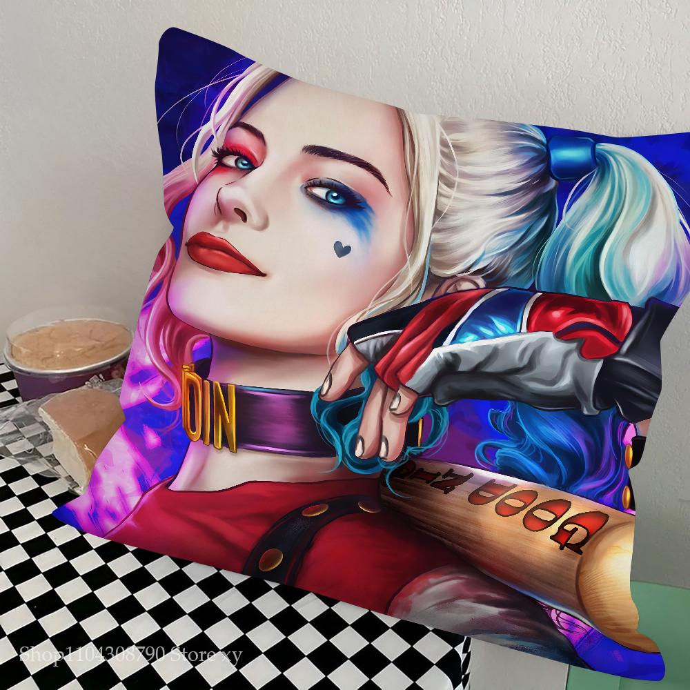 H-Harley Q-Quinn Pillow Case Fashion Square Pillowcase Bedroom Sofa Room Ins Decoration Leisure Cushion Cover 40x40