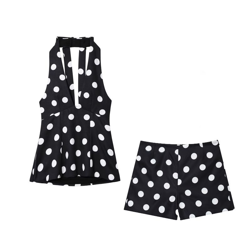 Zbzr Spring New Women Clothes Western Style Fashion Bowknot Decoration Polka Dot Neck Collar Top 3067120