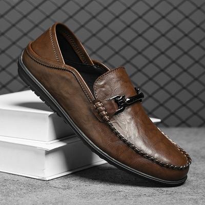 Genuine Leather Driving Shoes Handmade Mens Loafers Slip On Business Casual Shoes Classic Soft Leather Breathable Men Walk Flats