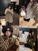 Women's Cozy Striped Round Neck Long Sleeve T-Shirt: Soft, Thick Brushed Fabric for Autumn/Winter Korean Style