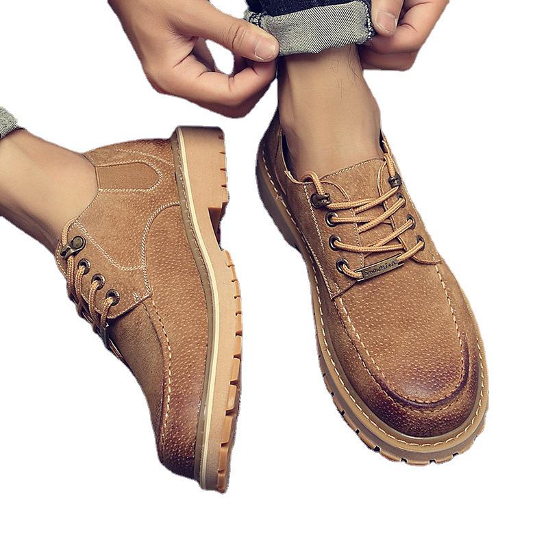 Kung Fu Deer Men's Genuine Leather Casual Low-Top Retro Martin Boots