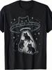 Cat Ufo TShirt Funny Cat Ufo Cute Kitten Spaceship Alien Aesthetic TShirt Unisexs Casual Short Sleeves Comfortable Fit
