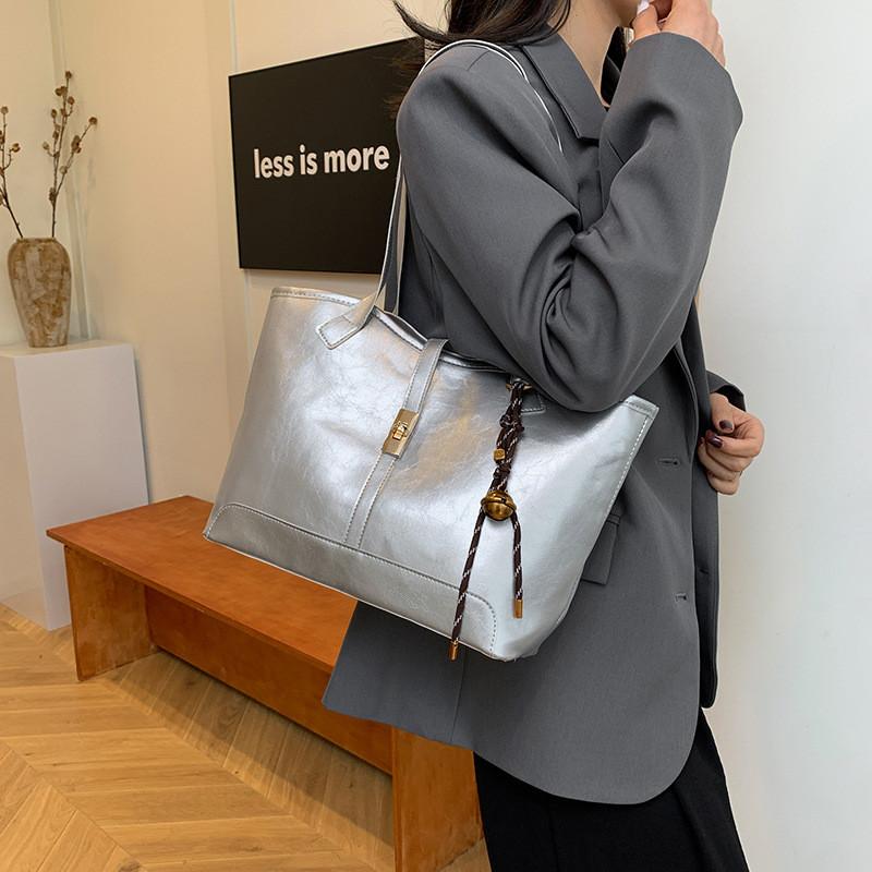 Trendy Black White Silver Coffee Tote Bag For Women With Unique Casual Design