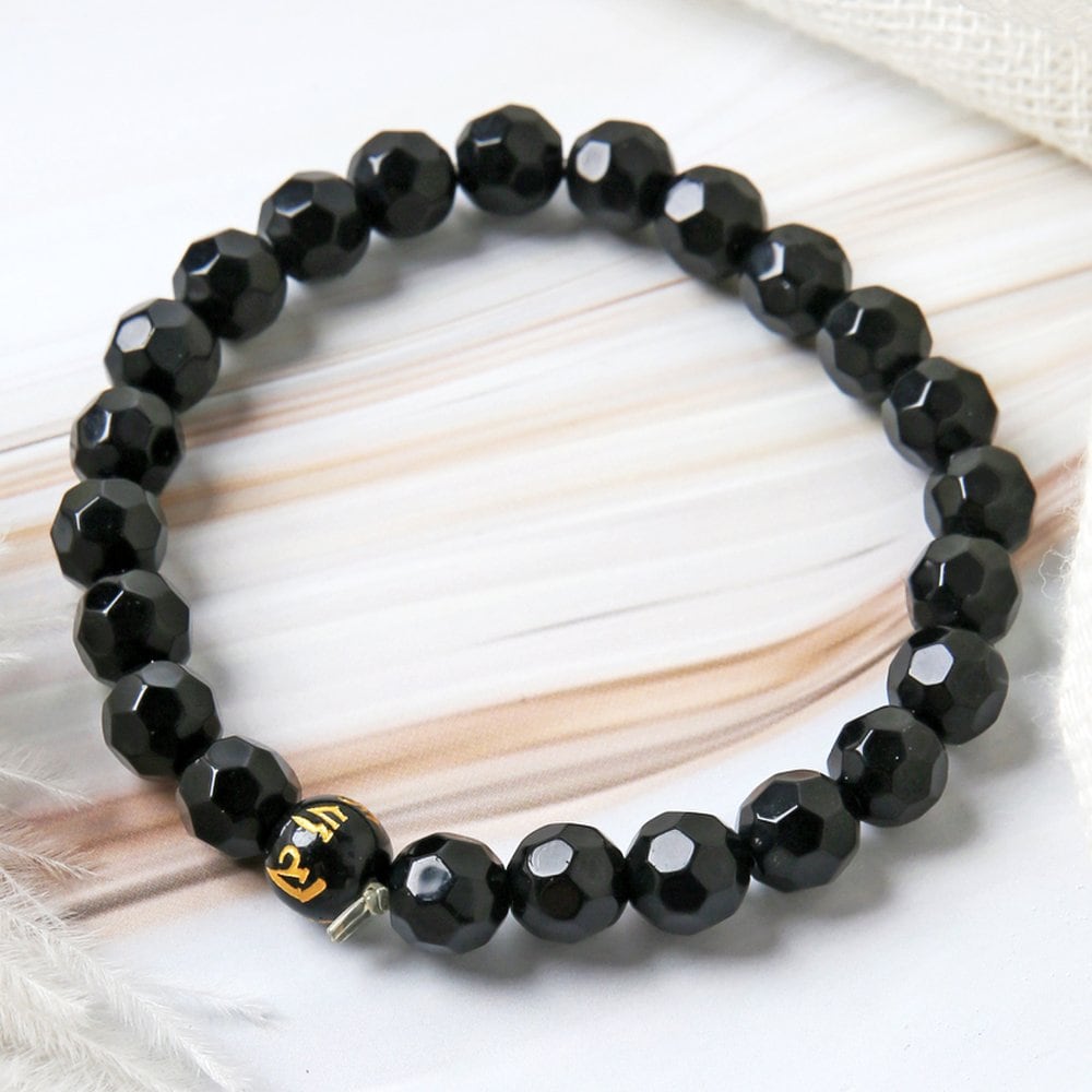 Jubis Wish Gold Rosary Bracelet Natural Stone Onyx Cut