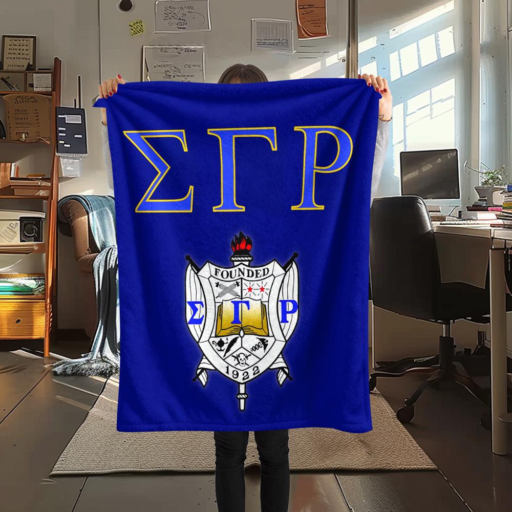 1Pc Sigma Gamma Rho Print Flannel Blanket, High quality Comfortable for All Seasons, Home Decor, Warmth and Comfort, Perfect for Gifts