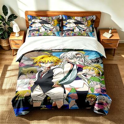 The Seven Deadly Sins (5) 3pc Set Suitable for Master Bedrooms Soft and Comfortable an Ideal Gift for Family and Friends Includes One Duvet Cover and