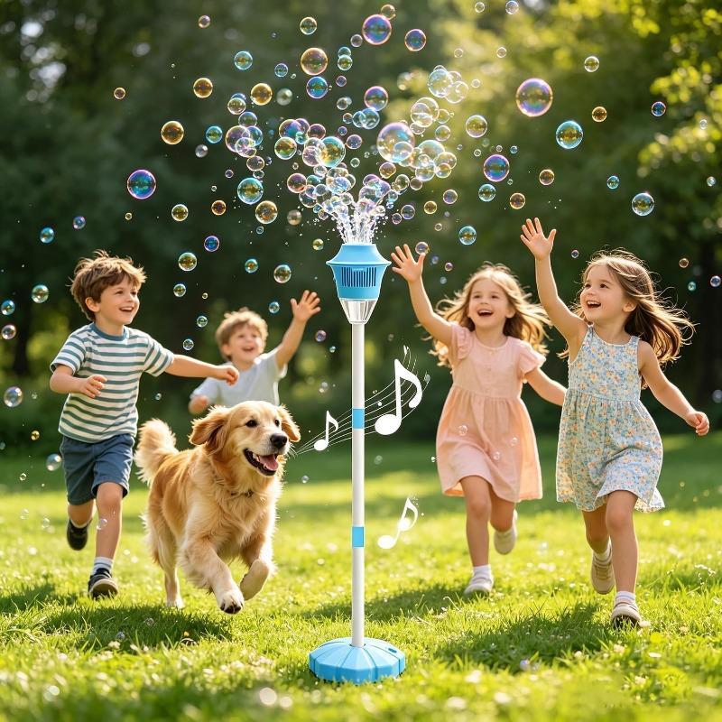 Automatic Bubble Machine with Lights & Music - 47  Standing Bubble Maker for Kids - Rechargeable High-Stability Bubble Stand Machine with 3-Level синий