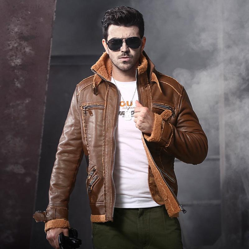 European code custom-made European and American autumn and winter men's clothing pu fur integrated jacket jacket tide