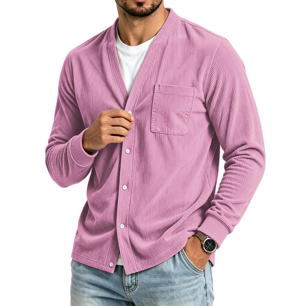 Men's Casual Color Loose Fit Top with Pockets