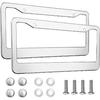 2PCS Chrome License Plate Frame, 2 Holes Silver Stainless Steel License Plate Frames, Universal Car License Plate Holder for Man, Licence Plate Frame