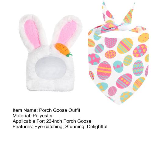 Easter Porch Goose Outfit Spring Lawn Garden Goose Clothes with Bunny Ear And Bandana