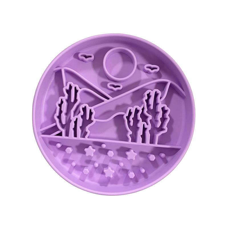 Silicone Lick Mat Slow Feeder Bowl Round Dog Licking Plate Non-Slip Slow Eating Pad For Dogs Puppies Home Mealtime Treat Gift