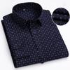 Men's 65% Cotton Long Sleeve Printed Check Dress Shirt Single Patch Pocket Regular-fit Comfortable Versatile Thin Casual Shirts