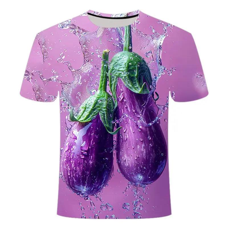 Sommermode Pflanze Gemüse Grafik T-Shirt Für Unisex Trend Lässig Melone und Frucht Blumen 3D Gedruckt Herren Kurzarm Tops