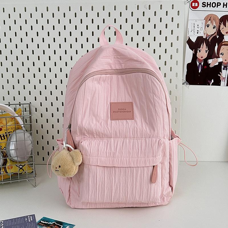 Schoolbag Solid Color Backpack 1011 New Junior High School Girls High School College Students School Bag Women Travel Lightweight Small Backpack