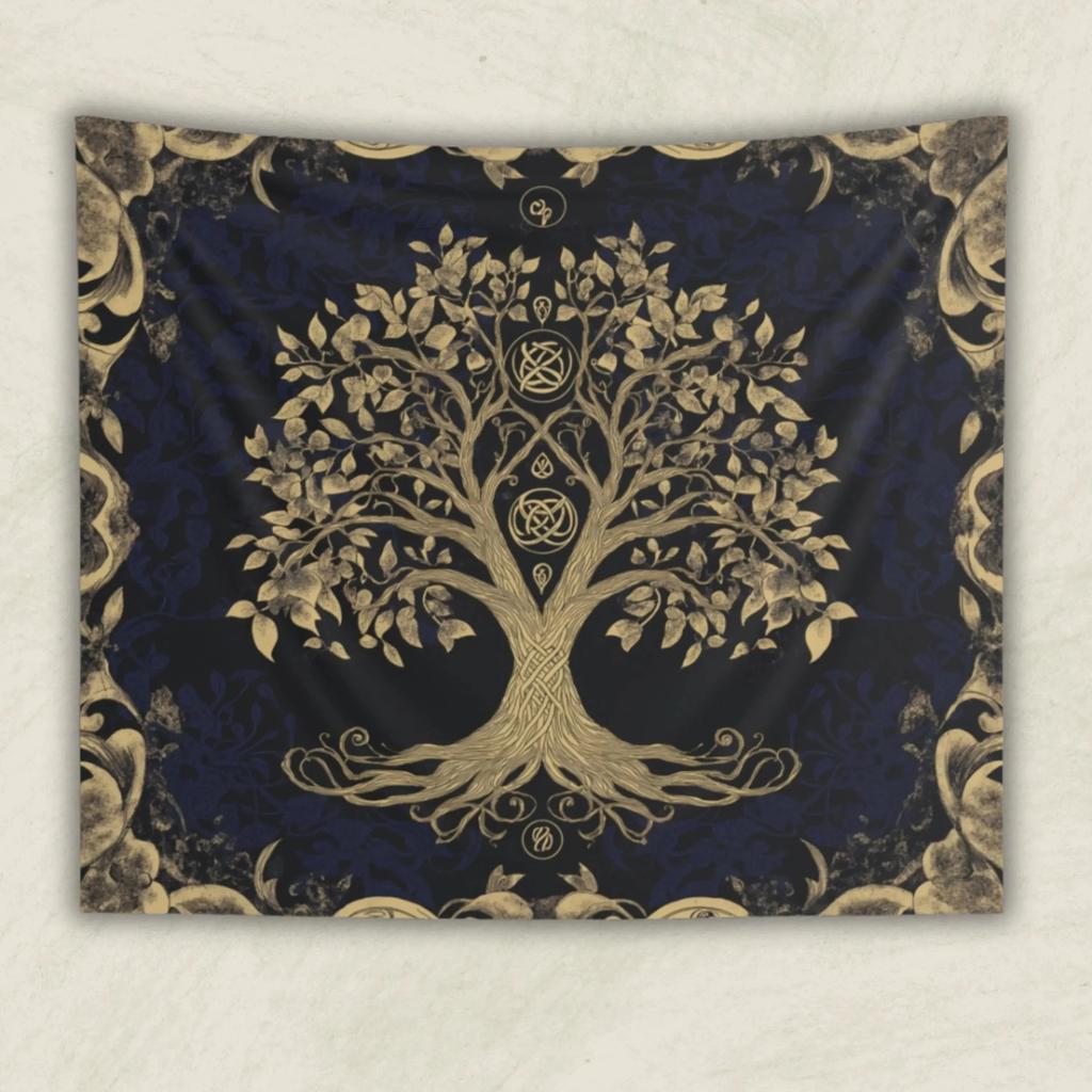 Boho Tree of Life Tapestry Wall Art Peach Skin Fabric for Bedroom Living Room Zen Home Decor Meditation Spiritual Backdrop