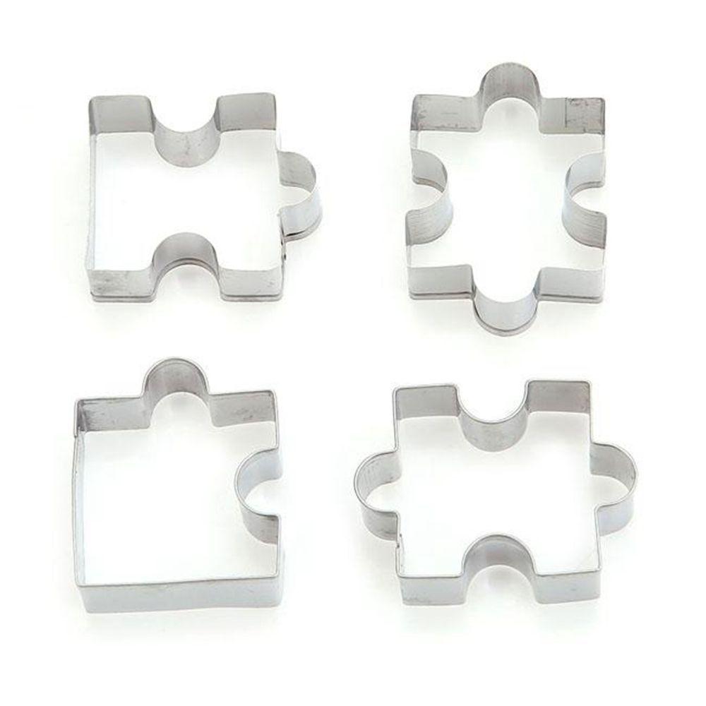 Puzzle 4Pcs Decorating Cookies Cutter Cake Mould Jigsaw Stainless Steel Tool