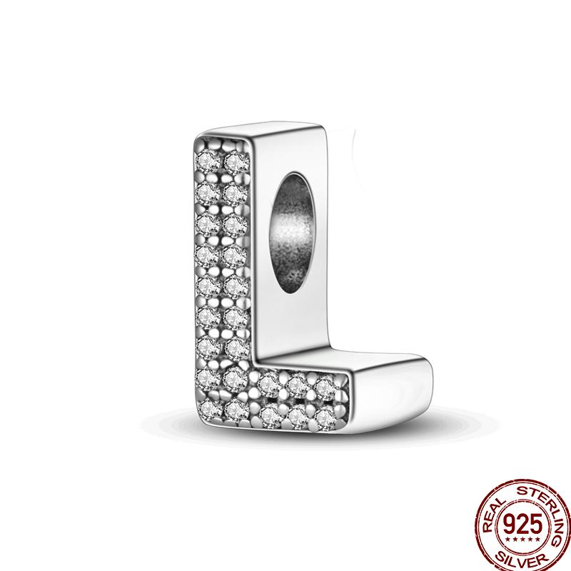 Copper 26 Letter Copper Series Shiny Zircon Lucky Letter Beads Charm Suitable Fit 3Mm Original Bracelet