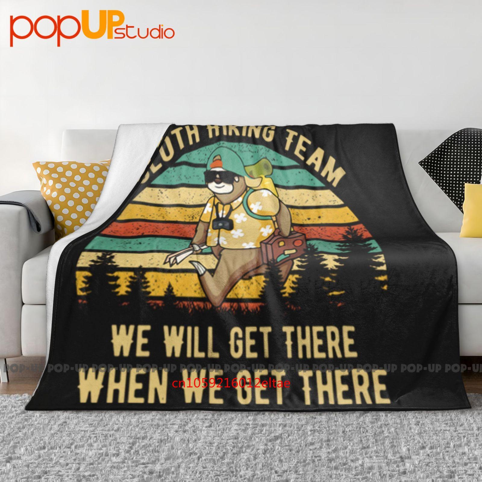 Sloth Running Hiking Team We Ll Get There When We Get There Ultra-Soft Blanket Quilt Winter Sofa Cover Bed Covers Size: 75*100cm, Weight: 230 GSM