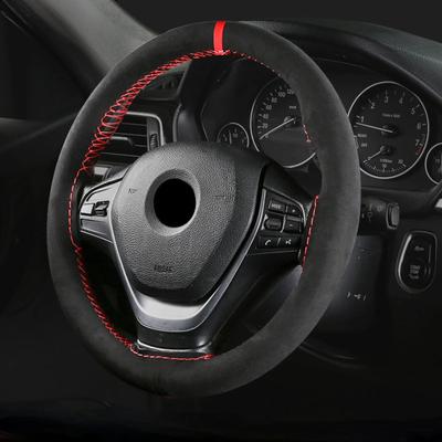 Coprivolante in pelliccia per auto Coprivolante per auto intrecciato universale da 38 cm Parti interne antiscivolo in pelle
