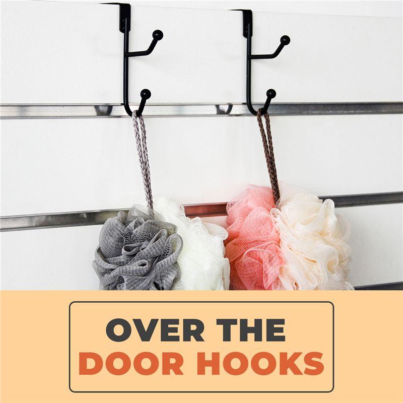 M-Modern-2 Pack Over The Door Hooks Hanger, Sturdy Metal Double Hook Hanger For Hanging Coats, Hats, Robes, Towels