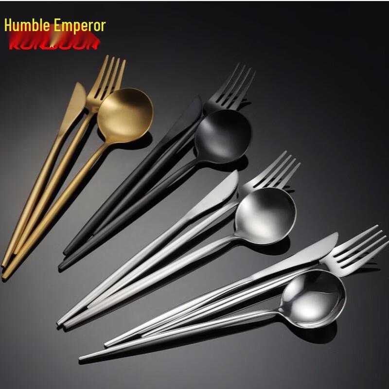 Qianxing Portuguese Style Stainless Steel Golden Dessert Forks (5-Piece Set)