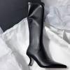 Autumn New Stiletto Fashion Boots Women'S Pointed Toe Side Zipper Anti-Slip Wear-Resistant Tall Single Boots