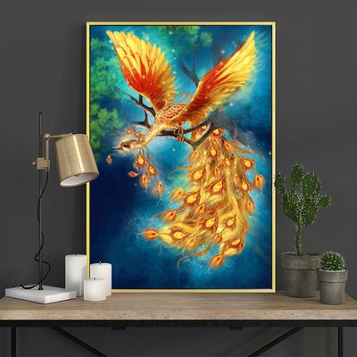 Peinture d'animaux phénix d'oiseaux, bricolage, strass ronds, broderie diamant, artisanat, point de croix