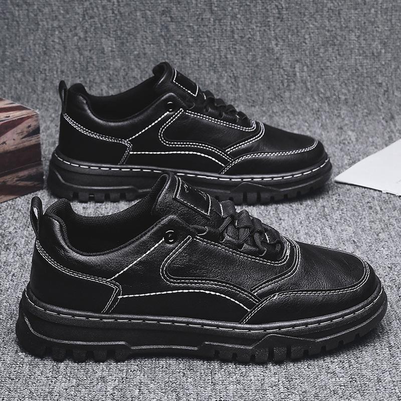 

Мужская обувь тренд осень-зима Martin tooling повседневные маленькие кожаные туфли мужские 2024 новые кожаные туфли для доски молодежные черные 39