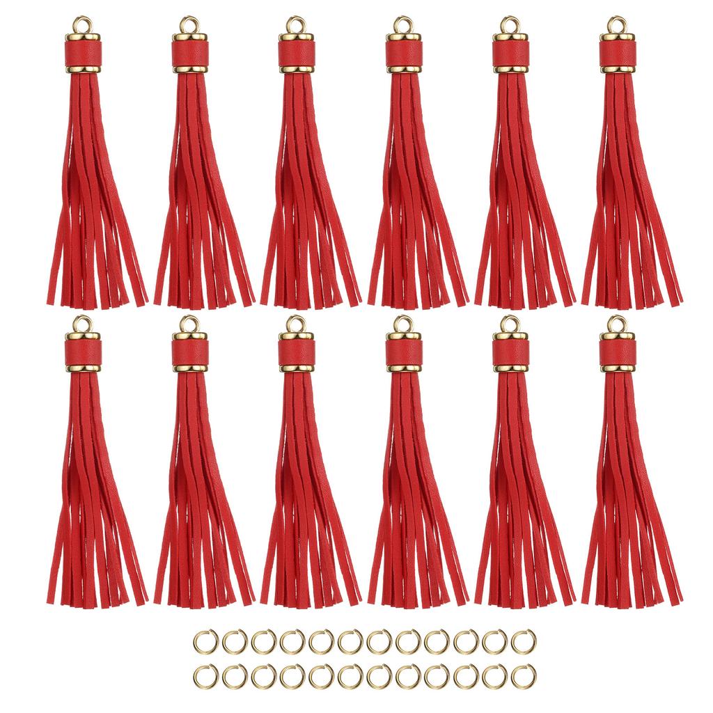 12 Stück Quasten-Schlüsselanhänger-Set PU-Lederquasten-Anhänger Bunte Lederquaste für Schmuckherstellung Handybänder Handtasche DIY-Bastelarbeiten