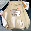 Cartoon Cute Peach Cat Hoodies Women Aesthetic Clothing Kawaii Sweatshirts for Girls Winter Fleee Pink Tops Long Sleeve
