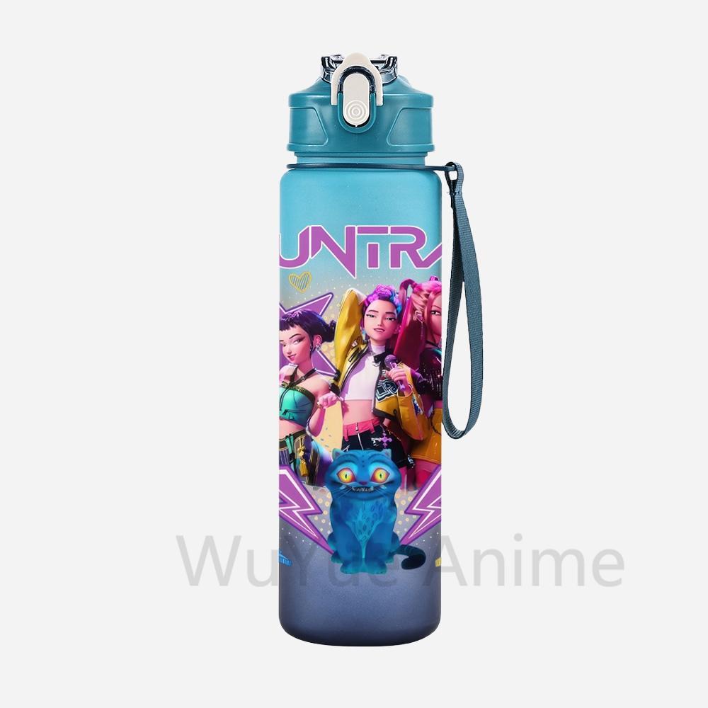 Anime K-Pop Demon Hunters Character Water Cup Large Capacity Outdoor Portable Rope Drinking Bottle Gift for Boys and Girls