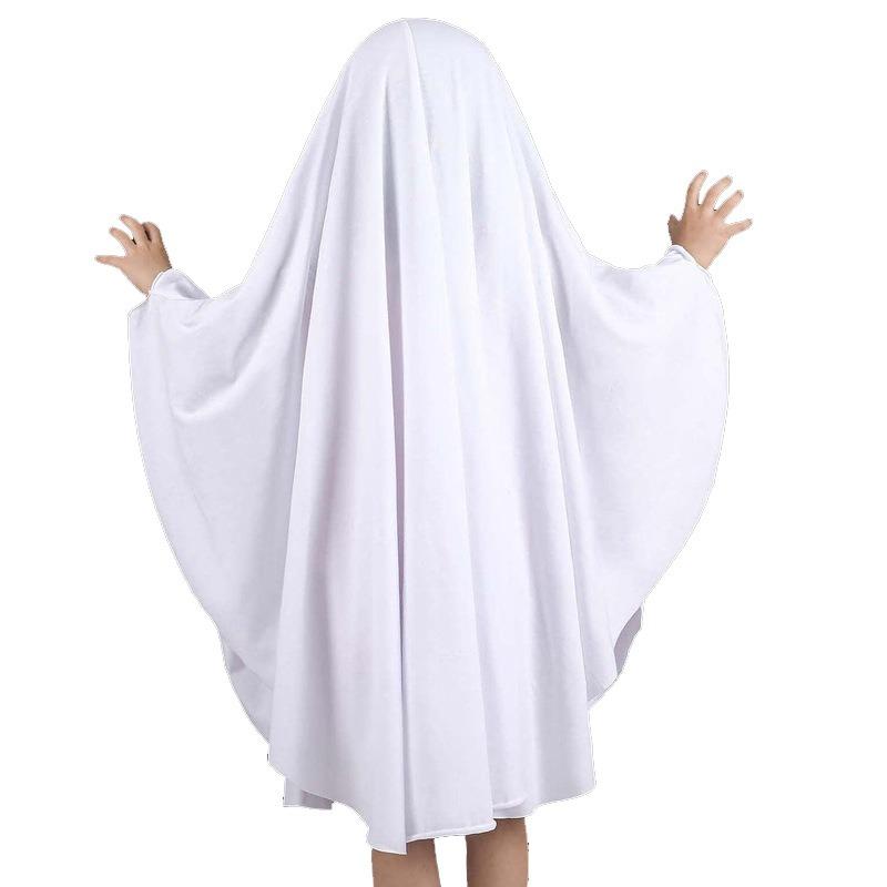 New Children Adult White Ghost Pullover Cloak Halloween Cos Ghost Theme Party Dress Up Costume