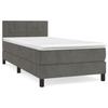 VidaXL Divan Bed and Mattress Dark Grey 90x190 Cm Velvet - Model 3141276