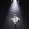 Stainless Steel Witchcraft Witch Knot Geometry Long Chain Necklace for Women Viking Pendant Chain Necklace Jewelry Gifts