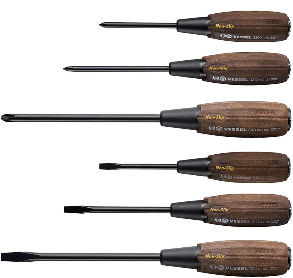 VESSEL Woody Penetrating Driver Grip Set of 6 336PS Non-Slip (Boxed)