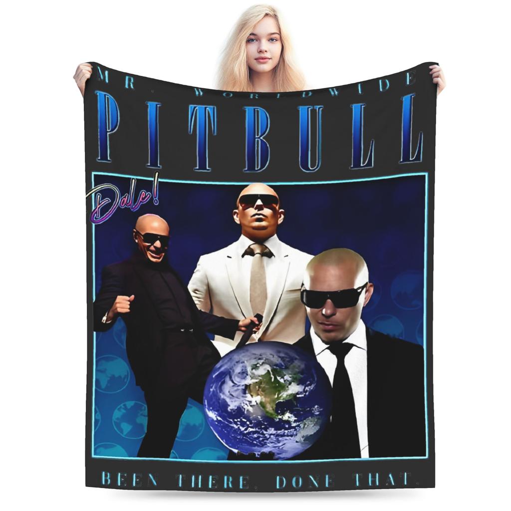 Soft Warm Blanket Camping Pitbull Mr.Worldwide Bedding Throws Flannel Bedspread For Couch Chair Fluffy Sofa Bed Cover