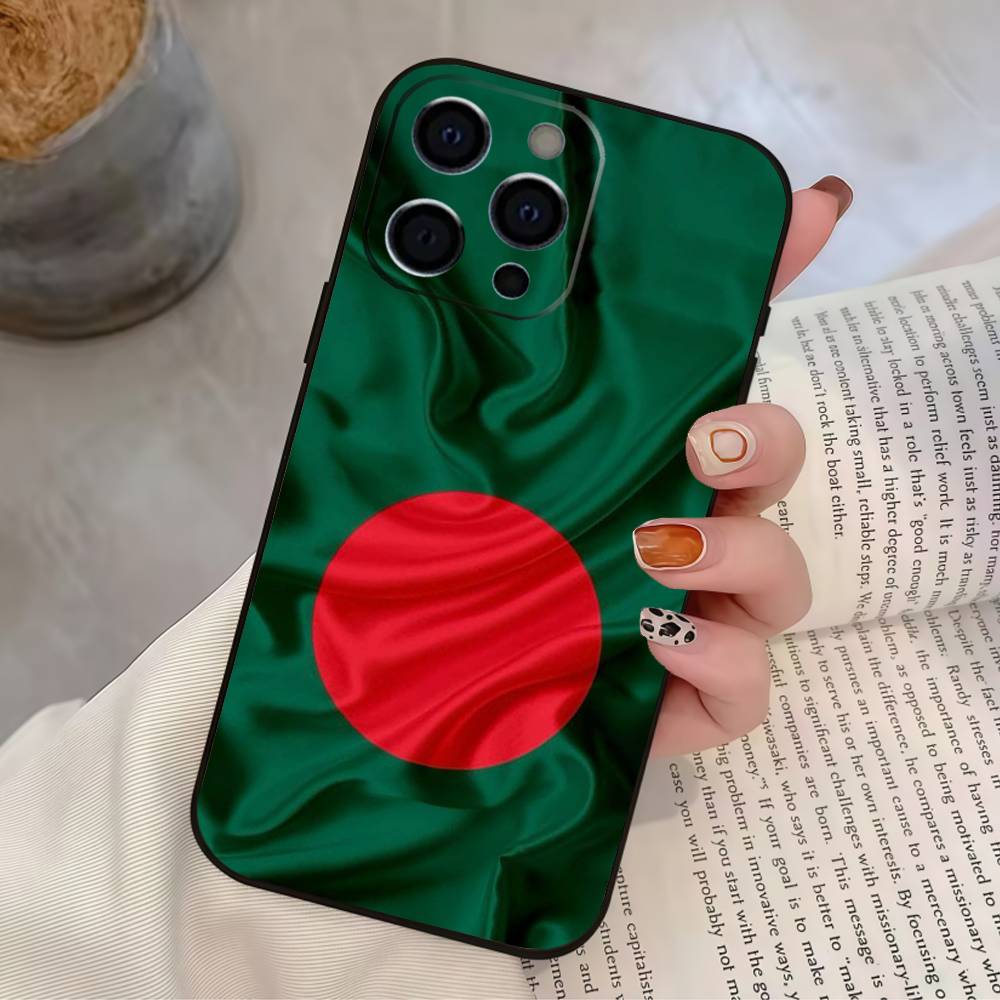 B-Bangladesh Flag Phone Case For iPhone 17,16,15,14,13,12,11 Plus,Pro Max,XS,Soft Silicone Black Cover