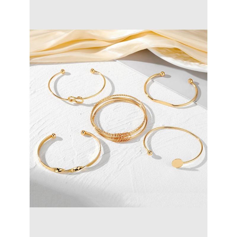 5pcs Punk Multilayer Bracelets for Female Elegant Delicate Twist Sparkling Adjustable Bangles Jewelry Couples Gifts