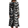 Women's Casual Halloween Print Long Sleeve V-Neck Dress with Pockets