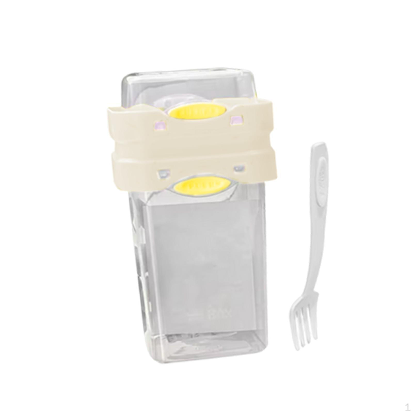 

Double Layer Salad Container for Fruit And Vegetable Meals with Fork Purple