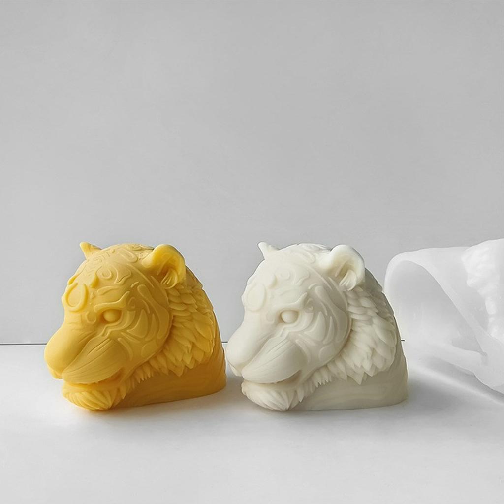 Tigers Head Candle Mold for Making Candle Soap Fondant Decors Silicone Molds Chocolate Baking DIYs Craft Gypsum Ornament