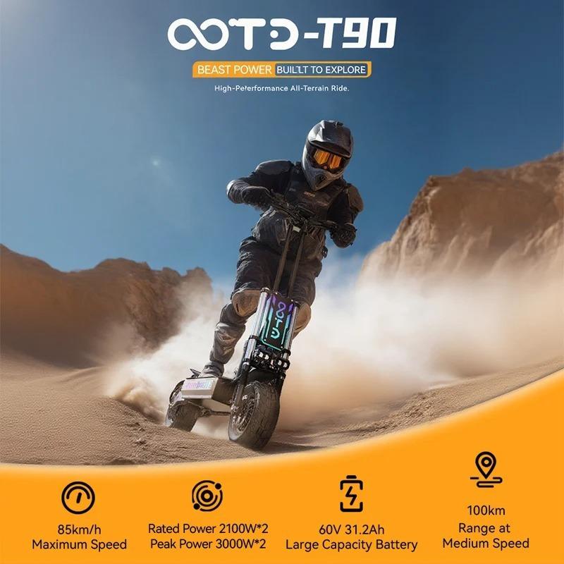 T90 E Scooters 4200W Motor 60 V31.2AH Battery Hydraulic Braking Shock Absorption Fold Electric Scooters 13-Inch Off-Road Tires