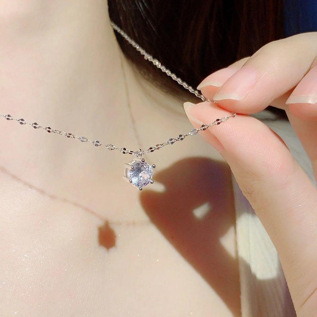 Crystal Shine Six Claw Drill Necklace For Women Wedding Jewelry Minimalism Girls Neck Chokers