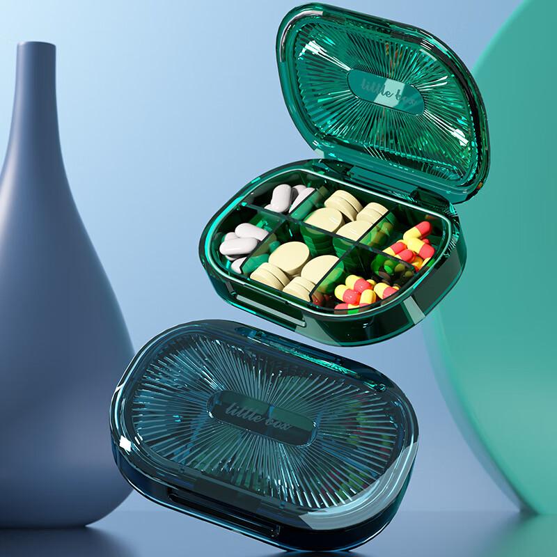 Youjialiangpin Portable Mini Pill Organizer, Weekly Seven-Day 6-Compartment Blue Box