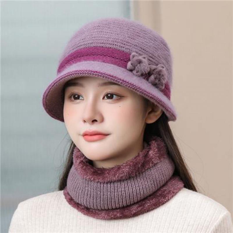 Female winter old man hat windproof mother hat warm thickened rabbit fur knitted wool hat old lady hat