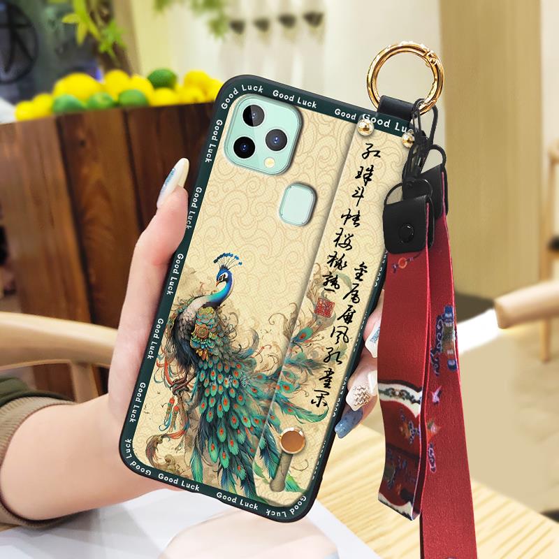 Fashion Ring Phone Case For Oukitel C22 Elderly lady Protective Lanyard Anti-dust Shockproof Waterproof Chinese style